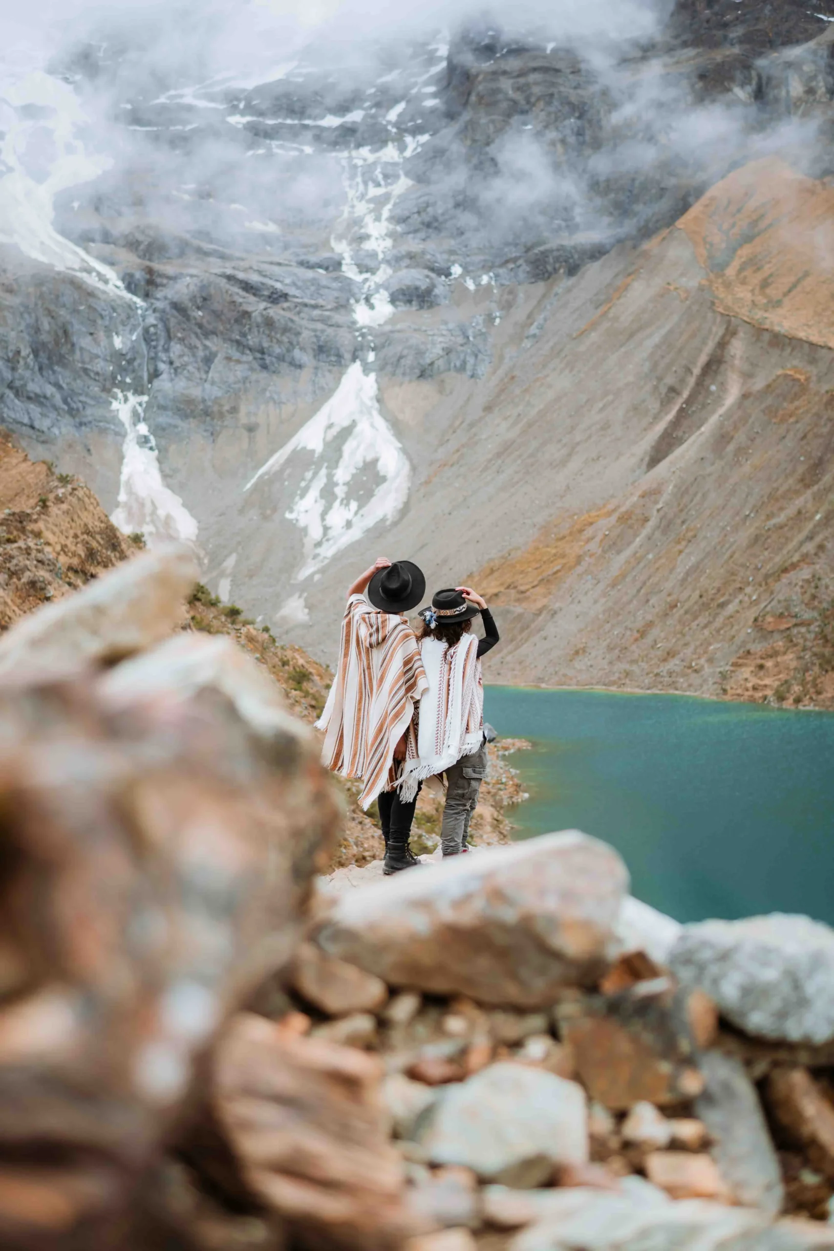 Travelers on an adventure trail near Humantay Lake