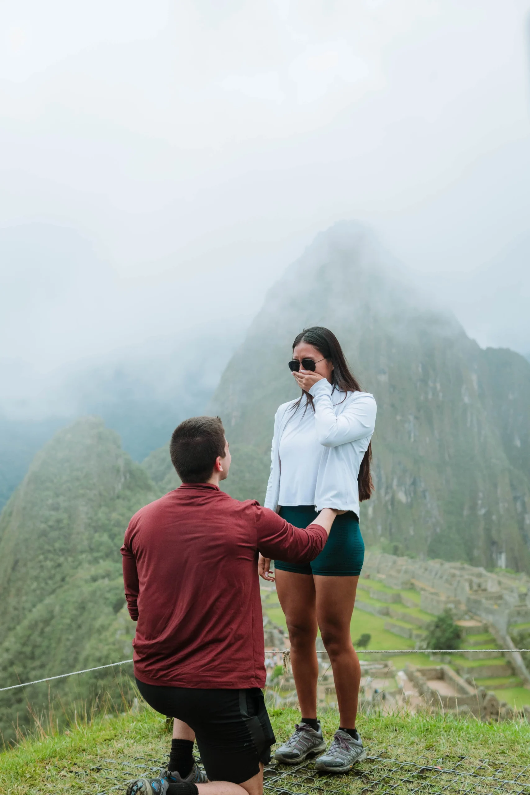 Romantic proposal moment overlooking Machu Picchu by Amaiaq