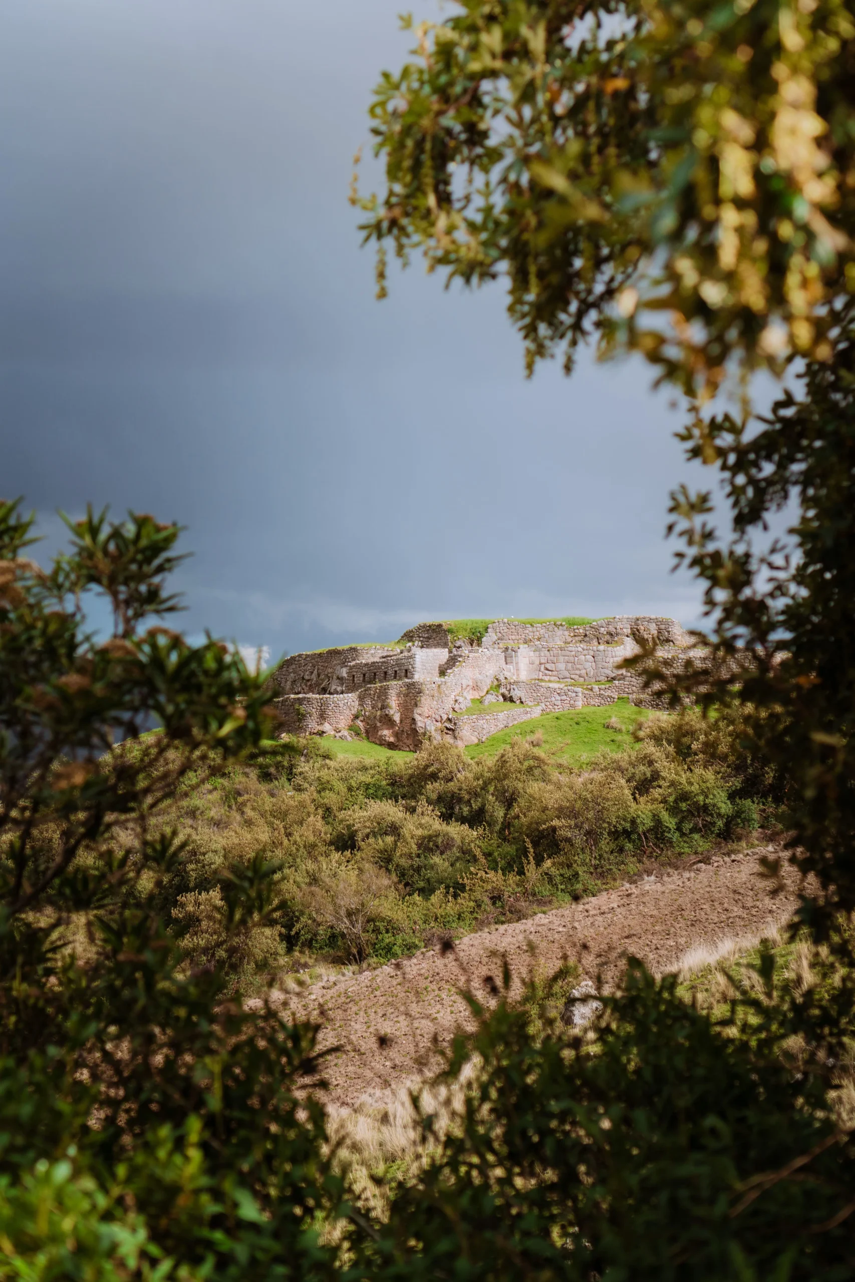 View of the ancient Puka Pukara fortress in Cusco
